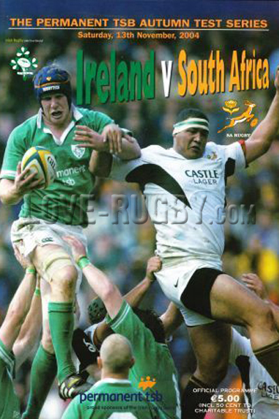 2004 Ireland v South Africa  Rugby Programme